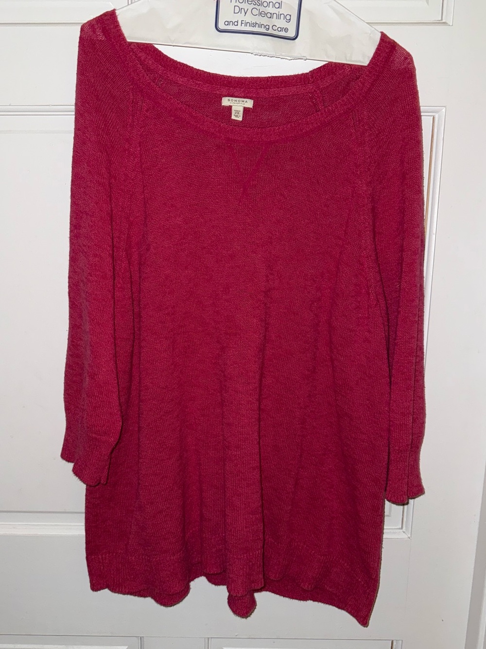 Sonoma Long-Sleeve Tunic Sweater in Raspberry